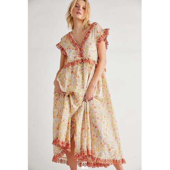 Free People Dresses & Skirts - Free People Milania Forever flowy & floral Maxi XS Cottagecore Romantic Boho